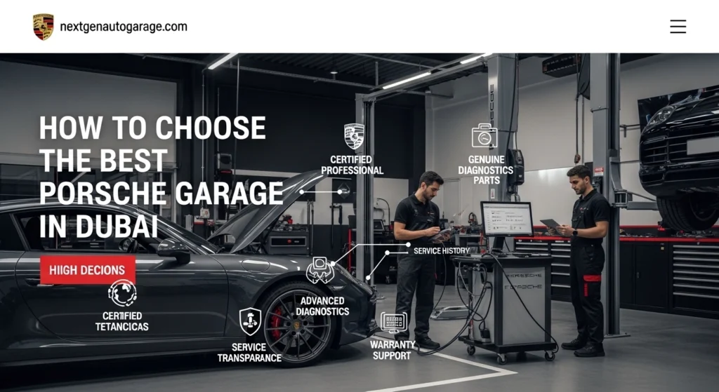 Porsche garage in Dubai with professional Porsche servicing and diagnostics