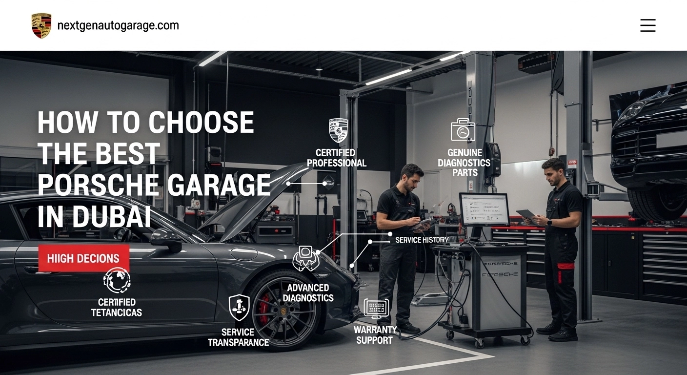 Porsche garage in Dubai with professional Porsche servicing and diagnostics
